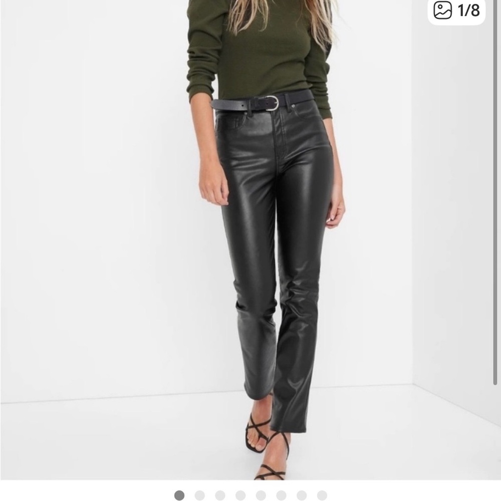 GAP Black Faux Leather High-Rise Pants